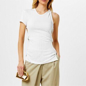 Christopher Esber Open Twist Side Tee in White 2 New Womens Top Blouse